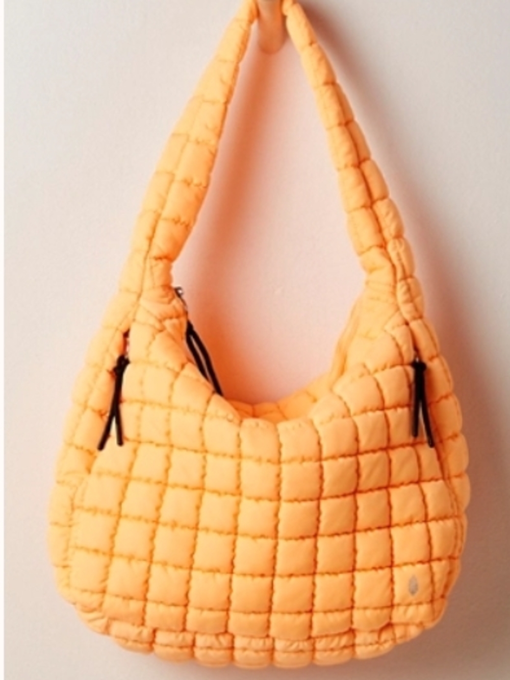 Free People Quilted Carryall Shoulder Hobo Bag in Neon Clementine/SOLD OUT COLOR